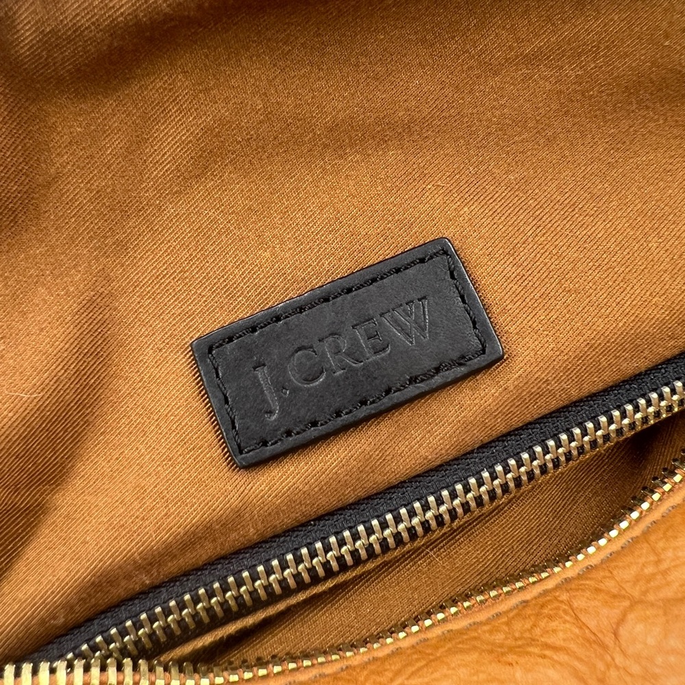 J. Crew 🧡 Marlow Cognac Brown Leather 🧡 Two Tone Hobo Bag Purse Tote - Picture 8 of 15